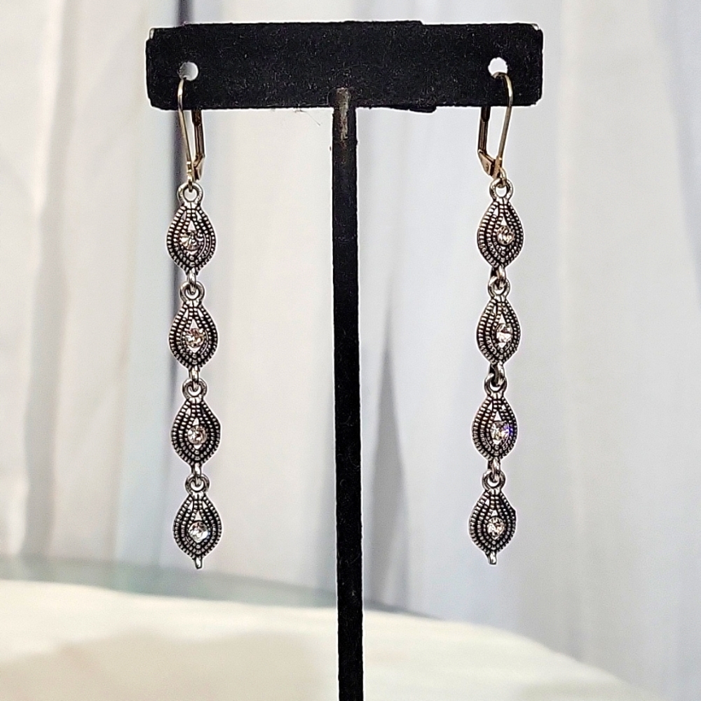 Artisan Crystal Filigree Drop Earrings